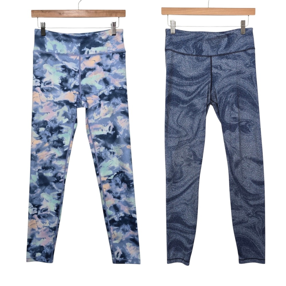 Athleta Girl High Rise Leggings Bundle XXL 16 Chit Chat Milky Way Tight Blue 2pk
